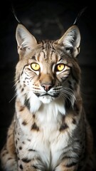 Fototapeta premium vertical portrait of a lynx with expressive eyes