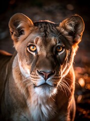 Obraz premium portrait of a liones in dark forest