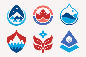 Elegant Emblem Blending Nature and Modern Style: Mountains, Trees, Water