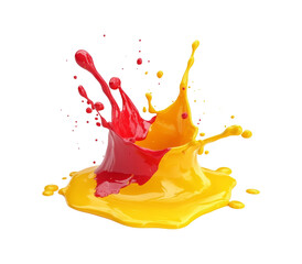 Delicious ketchup and mustard splashes, cut out