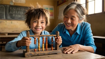 Joyful Learning: A Young Boy's Triumph with His Teacher by His Side