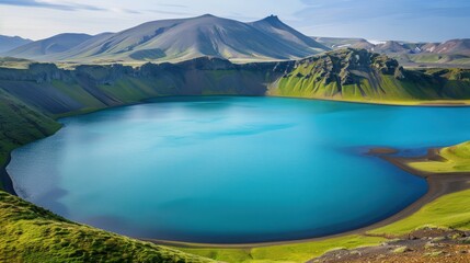 Serene Crater Lake in Iceland