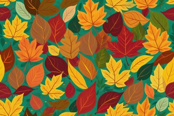 Seamless autumn leaves pattern with orange and floral design for textile and wallpaper decoration