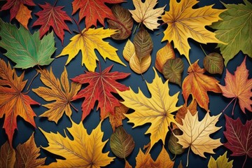Autumn Maple Leaves Seamless Pattern Illustration