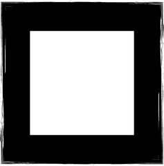 Set collection of square black frames with brush strokes