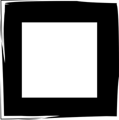 Set collection of square black frames with brush strokes