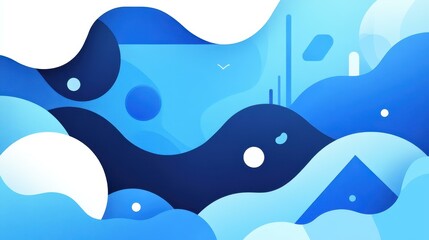 Fototapeta premium Modern and vibrant blue abstract web banner, featuring smooth textures and a playful cartoon style for digital appeal.