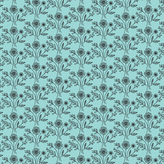 Pattern Line Flower Vector | Elegant Floral Line Art for Fabrics, Wallpapers, and Digital Designs | Seamless Botanical Pattern