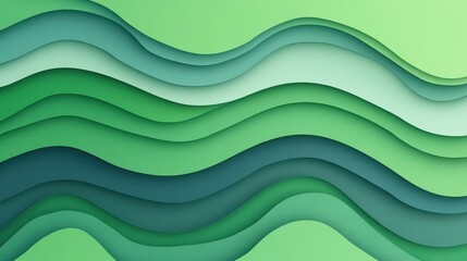 Explore a dynamic abstract paper cut background featuring vibrant green waves, perfect for modern graphic design projects.