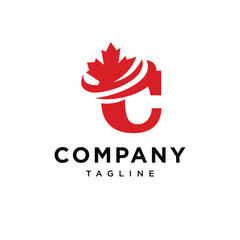 Obraz premium Letter C Mapple Leaf logo icon vector