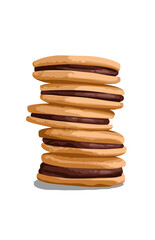 illustration of stacked Chocolate biscuits on a white background