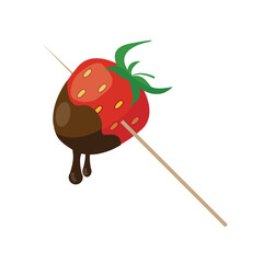 Chocolate covered strawberry. Vector illustration.