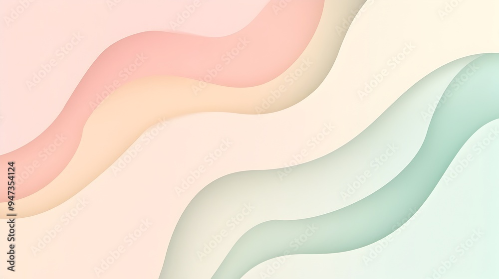 Poster elegant and minimalist pastel design with gentle curves creating an open space perfect for presentat