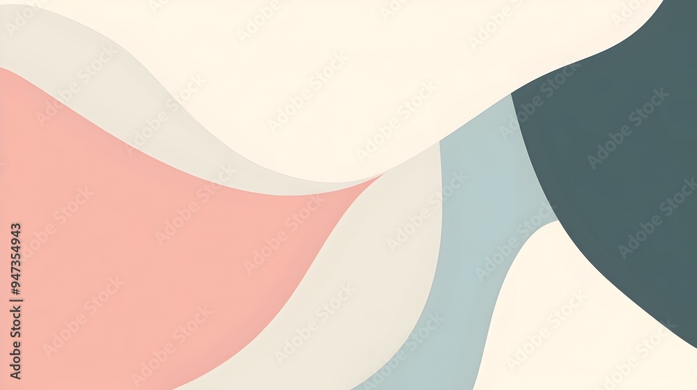 Poster elegant and modern image featuring a minimal pastel color palette with gentle curved shapes creating