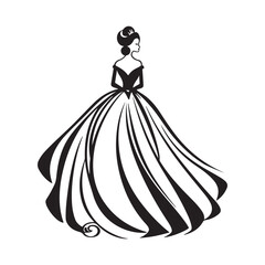 Woman in the ball gown black silhouette logo vector isolated on white background