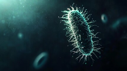 Fototapeta premium Microscopic View of Bacteria in Blue and Green