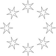 Stars various arranged in a circle. Decoration elements