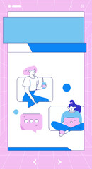 Flat vector illustration of business people operating work scene
