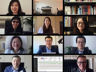 International audit team video call multi-ethnic participation