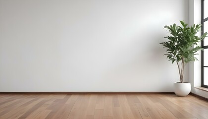 Empty room with white wall and wooden floor