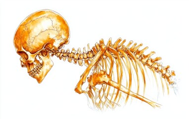 Obraz premium A detailed of a human skeleton, showcasing anatomical features for educational and artistic purposes.