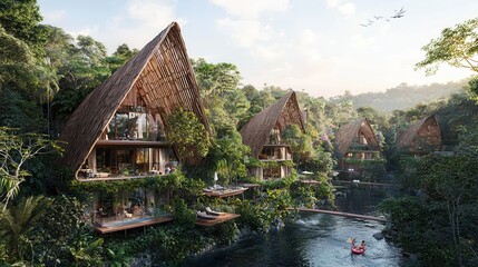 Obraz premium Modern Tropical Villa with Jungle Views and Private Pool