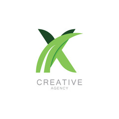 Modern Green X Logo for Creative Agency Design
