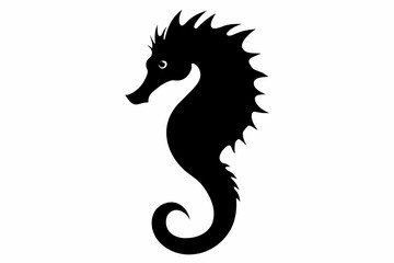  Seahorse fish silhouette black vector art illustration 