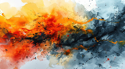 Artistic Fluid Art Oil Paint Yellow With Grey Texture Background