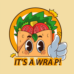 Approve Shawarma Character Illustration Vintage and Retro Style