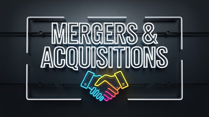 Neon Sign for Mergers and Acquisitions Concept