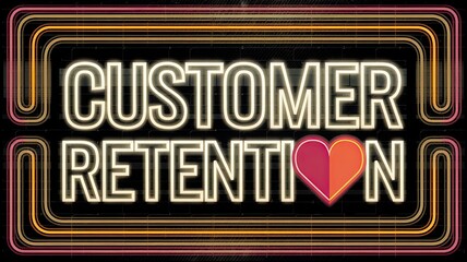 Obraz premium Neon Sign: Customer Retention with Heart Icon