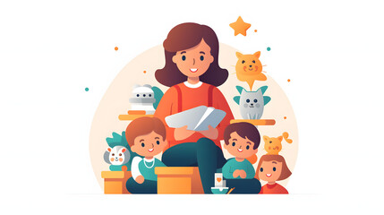 Childcare worker illustration logo