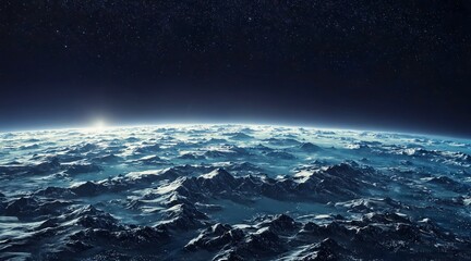 Fototapeta premium Digital illustration Earth from space background dark sky A view