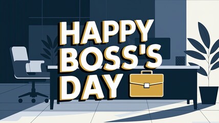 Happy Boss's Day Celebration at Office Workspace