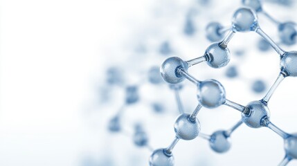 Close-up view of molecular structure, highlighting connections between atoms and molecules. Perfect for science and technology themes.