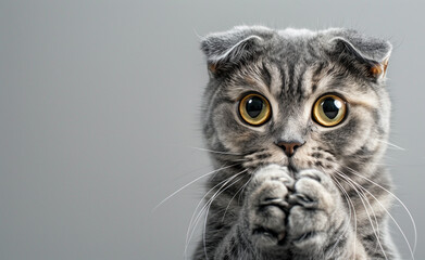 Scottish Fold in begging pose generated by AI

