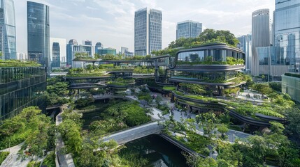 Naklejka premium Modern Green Architecture in Urban Cityscape