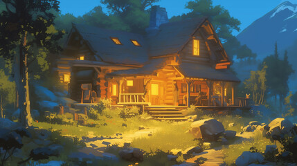 Fototapeta premium ログハウス