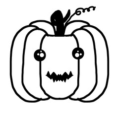 Halloween pumpkin black and white on white background for your art work.