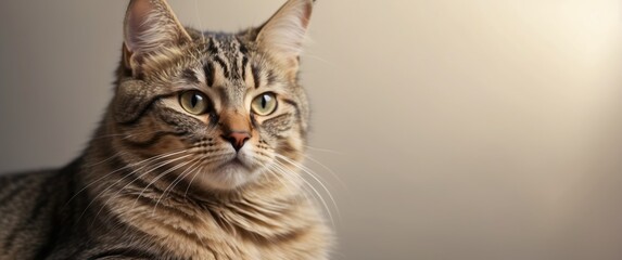 Fototapeta premium Close-up portrait of a tabby cat with green eyes