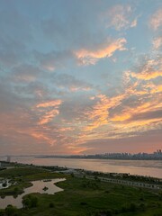 sunset over the river