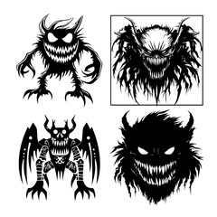 Fototapeta premium icon sheet black and white illustrations about the supernatural, about the supernatural