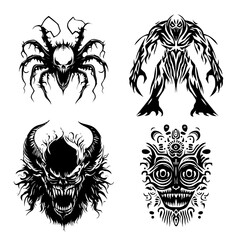 Fototapeta premium icon sheet black and white illustrations about the supernatural, about the supernatural