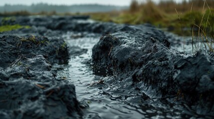 Peat: Decayed organic material in wetlands, used to improve soil and as a fuel. Plays a crucial role in carbon storage, contributing to climate change efforts.
