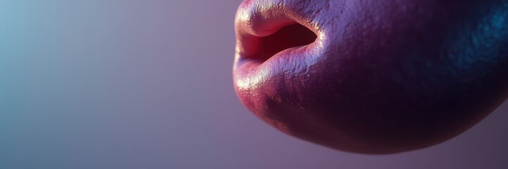 A close-up of a stylized, vibrant mouth, emphasizing texture and color, ideal for beauty, cosmetics, or creative advertising projects.