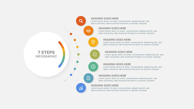 Modern Circular Round Infographic Design Template with 7 Data Points