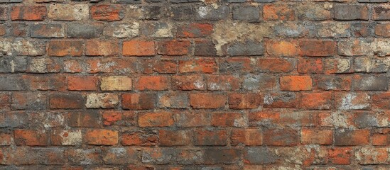 Naklejka premium 3D rendering of an extensive wall made of aged red bricks