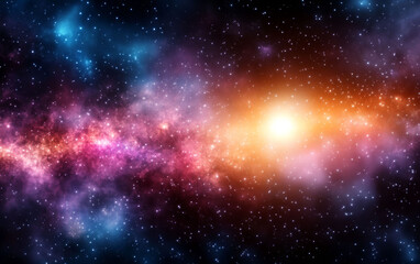 Obraz premium Vibrant cosmic scene featuring swirling colors of gas and stars, capturing the beauty of the universe in stunning detail.