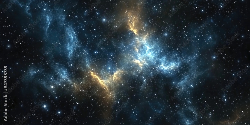Aufkleber Illustration of a deep space star field in a 3D cartoon rendering showcasing a universe filled with stars and gas in the far distant cosmos